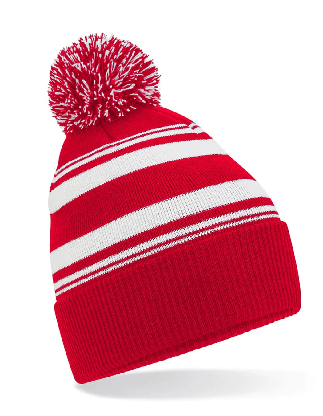 Striped Fan Beanie - Classic Red/White