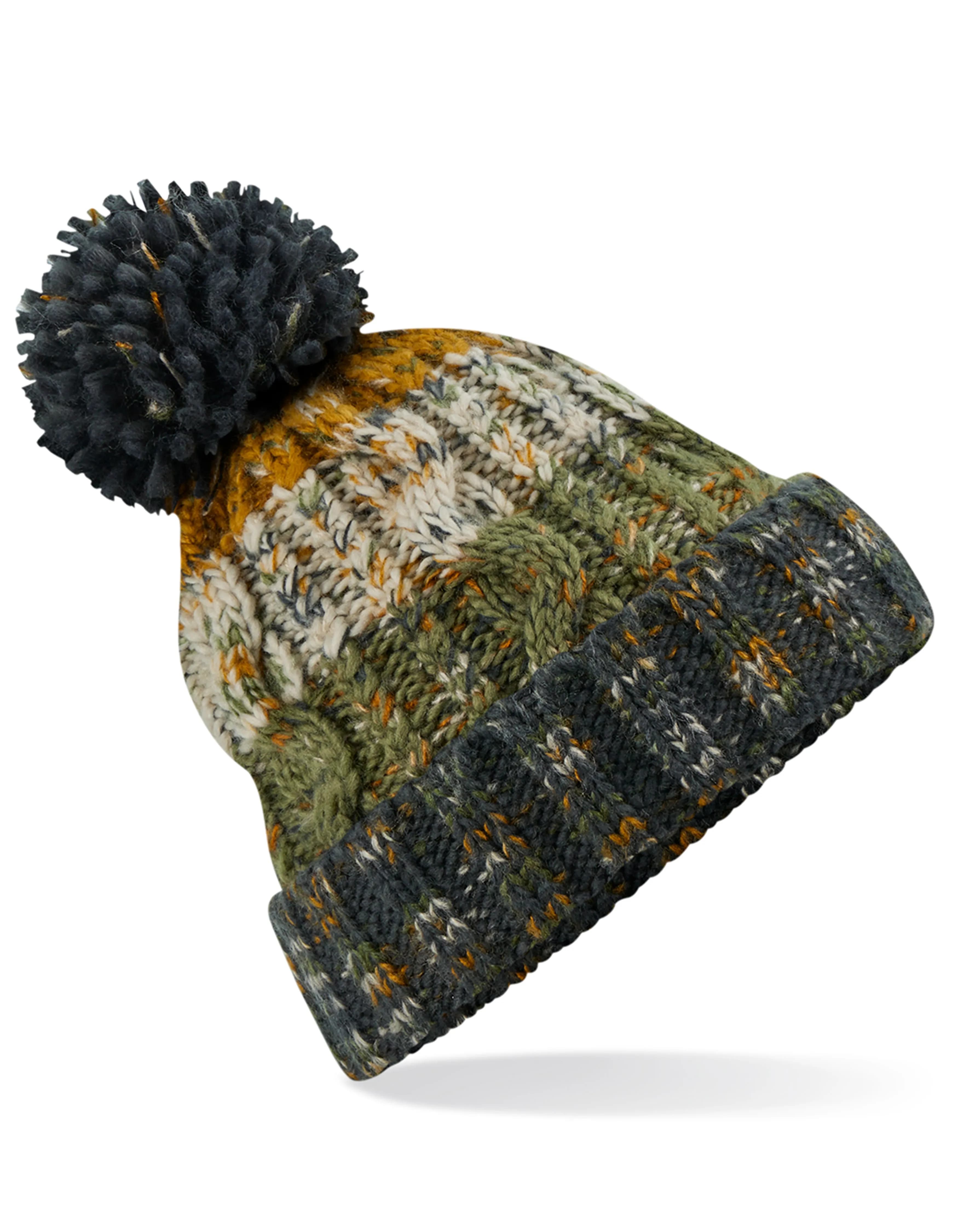 Corkscrew Pom Pom Beanie - Autumn Moss