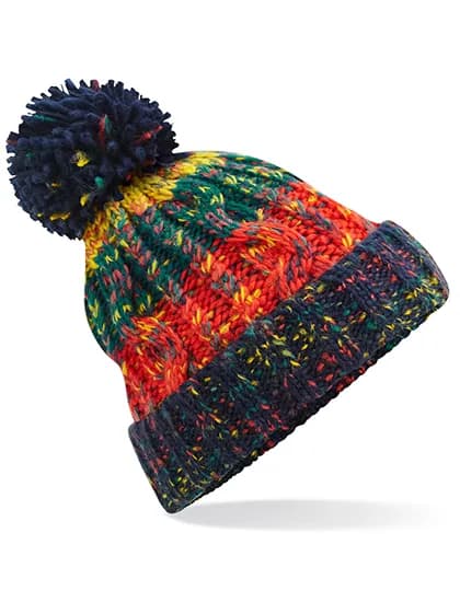 Corkscrew Pom Pom Beanie - Crackling Campfire