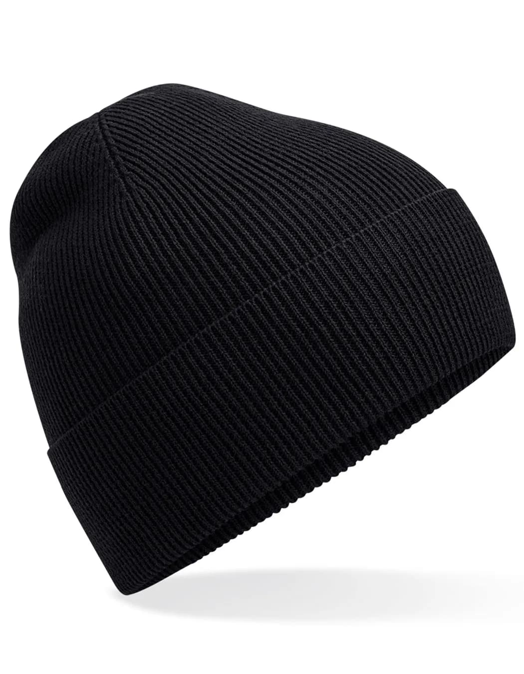 Organic Cotton Fine Knit Beanie - Black