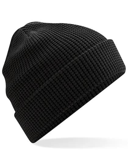 Organic Cotton Waffle Beanie - Black