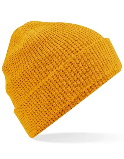 Organic Cotton Waffle Beanie - Mustard