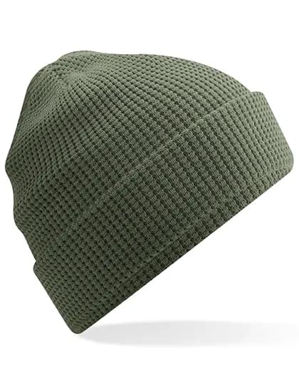 Organic Cotton Waffle Beanie - Olive Green