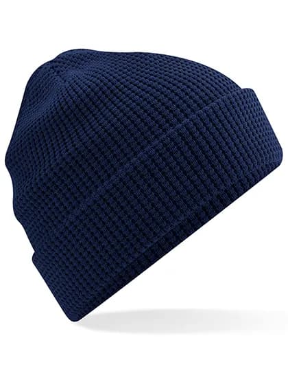 Organic Cotton Waffle Beanie - Oxford Navy