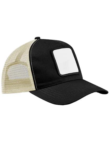 Appliqué Patch 5 Panel Trucker - Black/Stone