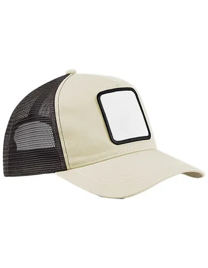 Appliqué Patch 5 Panel Trucker - Stone/Shadow Grey