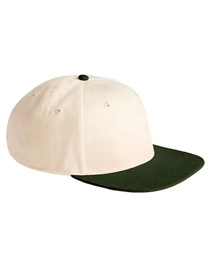 Contrast Flat Peak 6 Panel Cap - Natural/Dark Olive