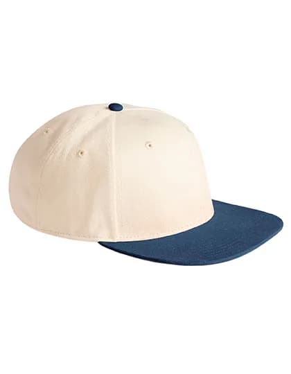 Contrast Flat Peak 6 Panel Cap - Natural/Navy