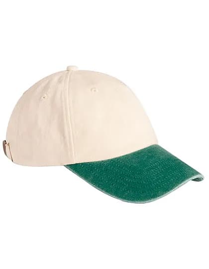 Contrast Peak Low Profile Vintage Cap - Natural/Vintage Bottle Green