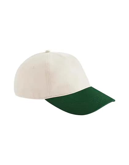 Contrast Peak Leisure Cap - Natural/Forest Green