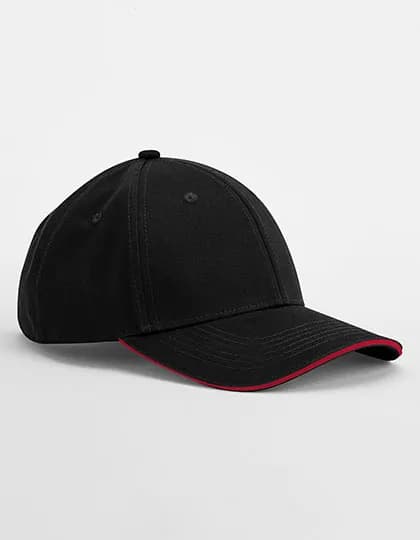 EarthAware® Classic Organic Cotton 6 Panel Cap - Sandwich Peak - Black/Classic Red