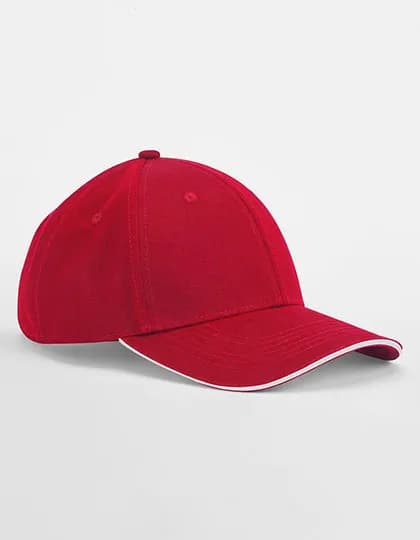 EarthAware® Classic Organic Cotton 6 Panel Cap - Sandwich Peak - Classic Red/White
