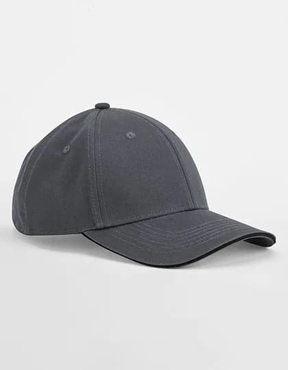 EarthAware® Classic Organic Cotton 6 Panel Cap - Sandwich Peak - Graphite Grey/Black
