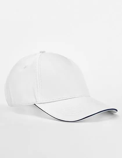 EarthAware® Classic Organic Cotton 5 Panel Cap - Sandwich Peak - White/French Navy