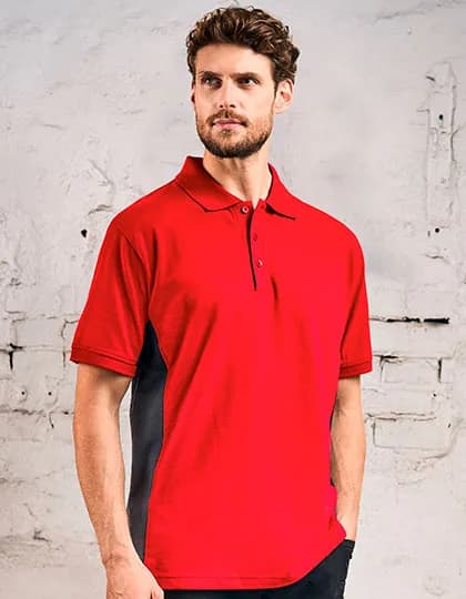 Unisex Contrast Polo - Fire Red/Charcoal (Solid)