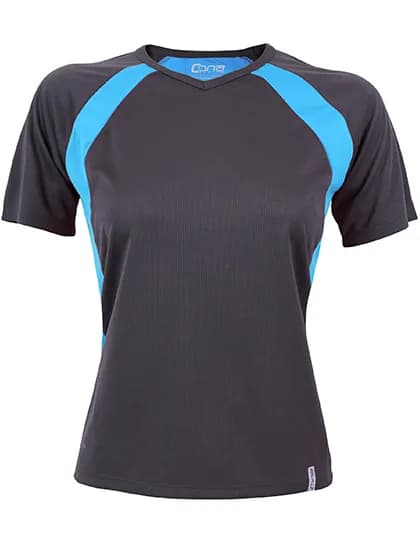 Ladies´ Pace Tech Tee - Anthracite/Azure Blue