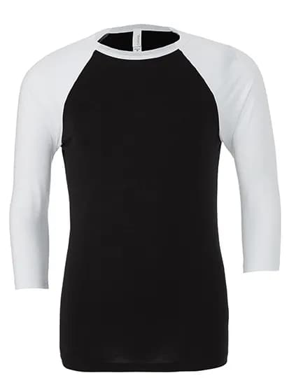Unisex 3/4 Sleeve Baseball T-Shirt - Black/White