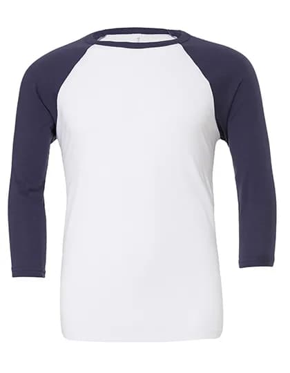 Unisex 3/4 Sleeve Baseball T-Shirt - White/Navy