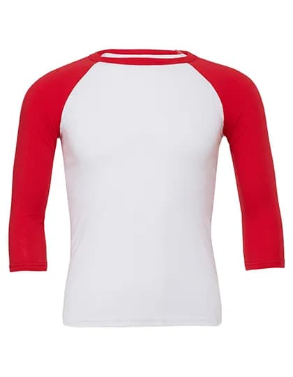 Unisex 3/4 Sleeve Baseball T-Shirt - White/Red
