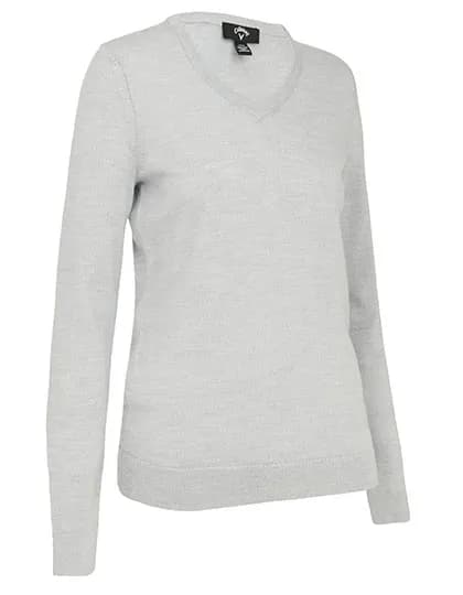 Ladies V-Neck Merino Sweater - Pearl Blue