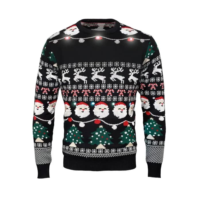 Weihnachts-LED-Pullover L/XL - SHAMIS LARGE - Schwarz