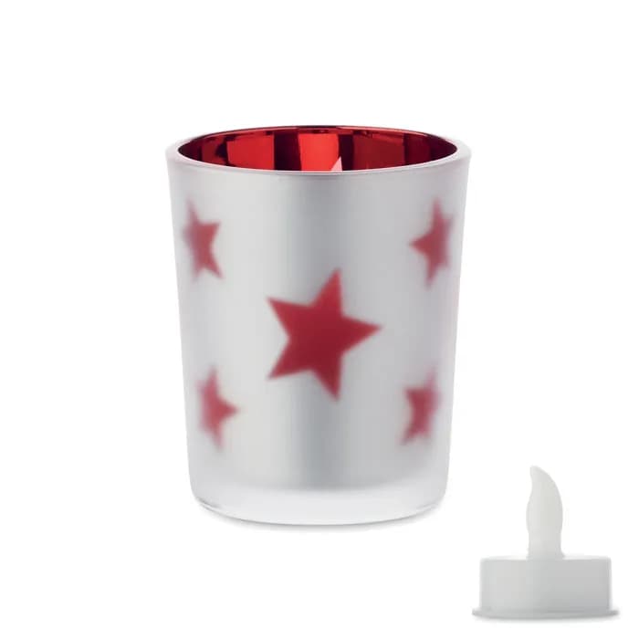 LED-Teelicht im Glashalter - LANDLE - Rot