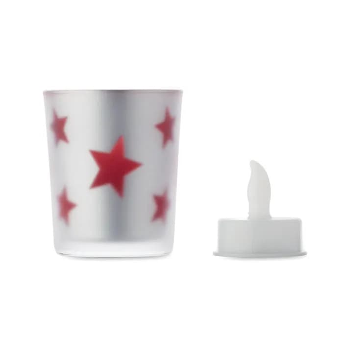 LED-Teelicht im Glashalter - LANDLE - Rot