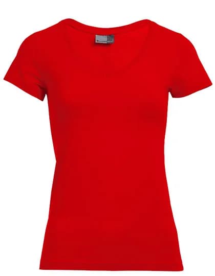 Women´s Slim Fit V-Neck-T - Fire Red