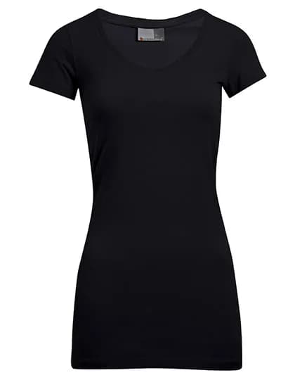 Women´s Slim Fit V-Neck-T Long - Black