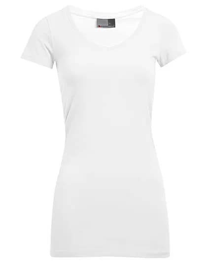 Women´s Slim Fit V-Neck-T Long - White