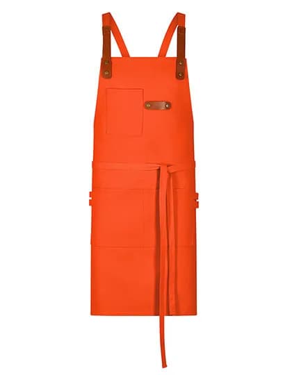 Latzschürze Canvas mit Zier-Label - Orange