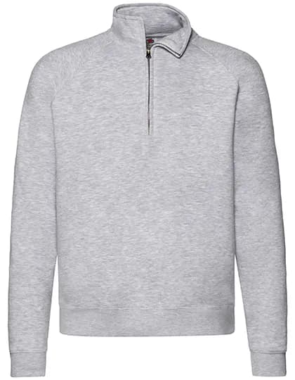 Premium Zip Neck Raglan Sweat - Heather Grey