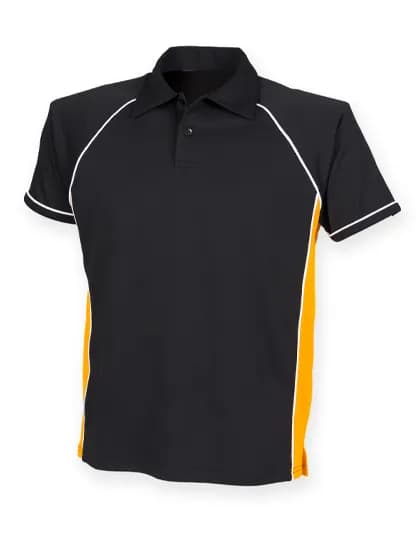 Men´s Piped Performance Polo - Black/Amber/White