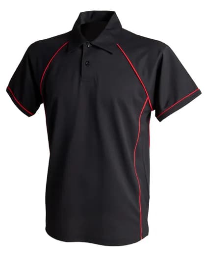 Men´s Piped Performance Polo - Black/Red
