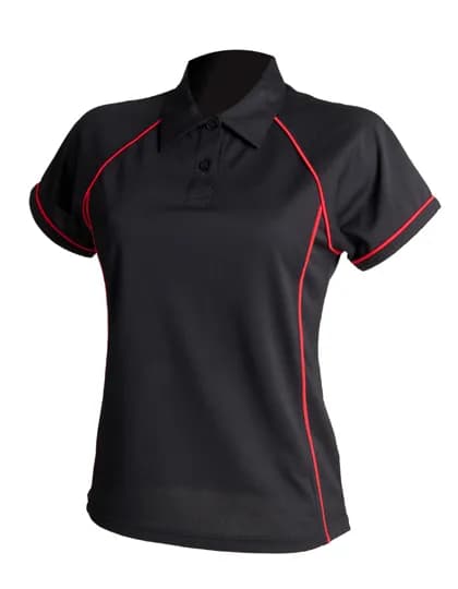 Ladies´ Piped Performance Polo - Black/Red