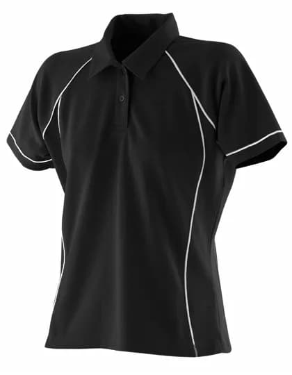 Ladies´ Piped Performance Polo - Black/White