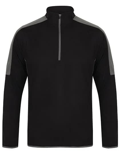 Adults 1/4 Zip Midlayer With Contrast Panelling - Black/Gunmetal Grey