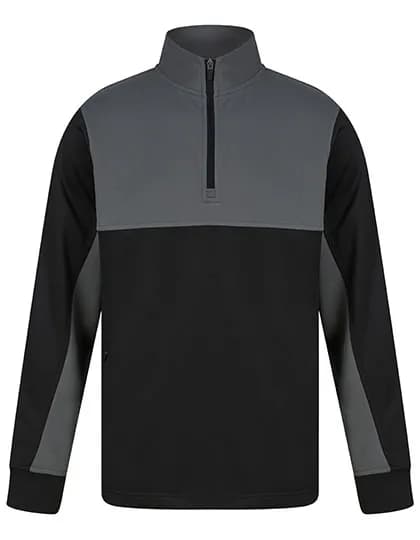 Adults 1/4 Zip Tracksuit Top - Black/Gunmetal Grey