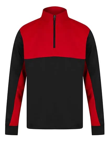 Adults 1/4 Zip Tracksuit Top - Black/Red