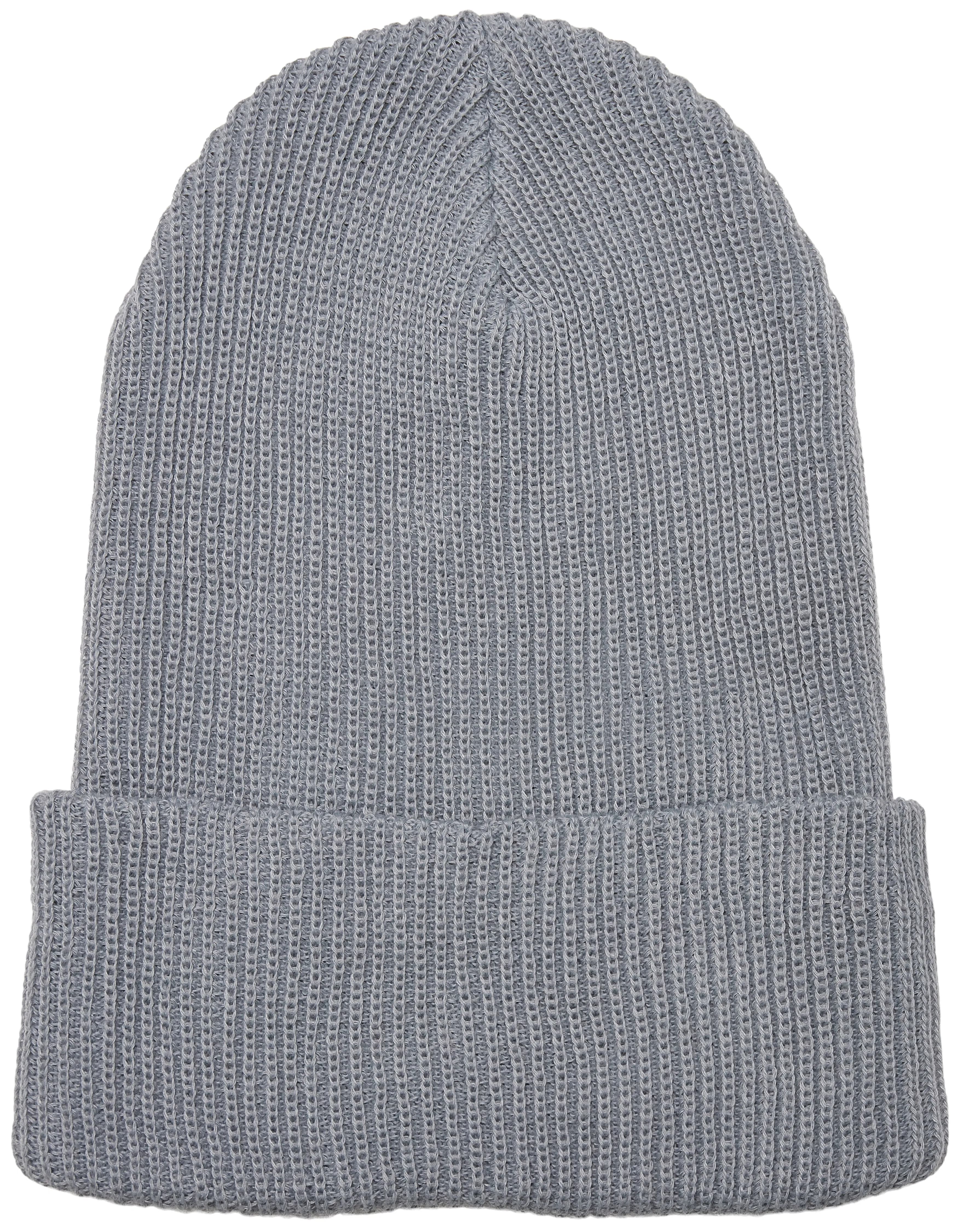 Recycled Yarn Ribbed Knit Beanie - Grey