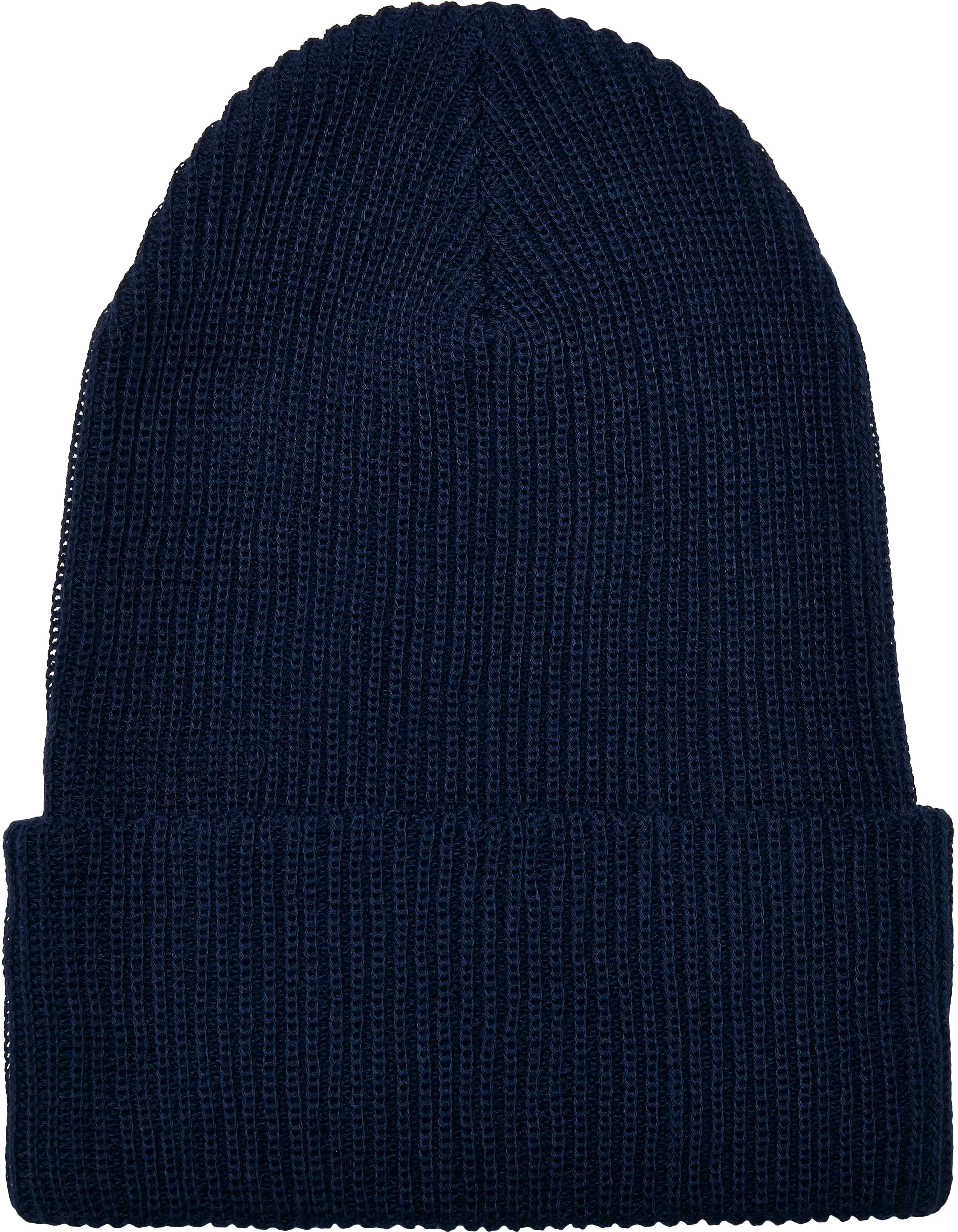 Recycled Yarn Ribbed Knit Beanie - Navy
