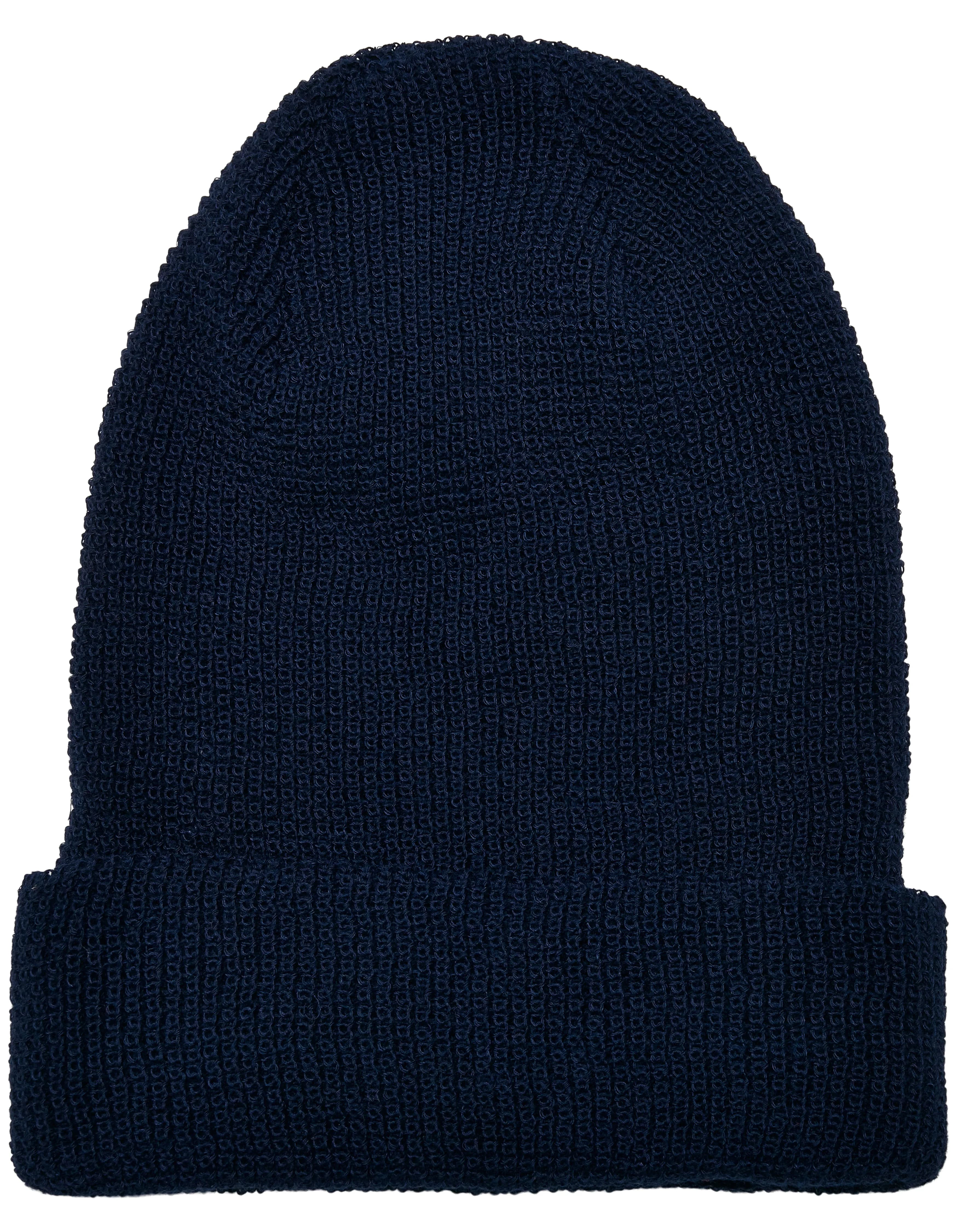 Recycled Yarn Waffle Knit Beanie - Navy