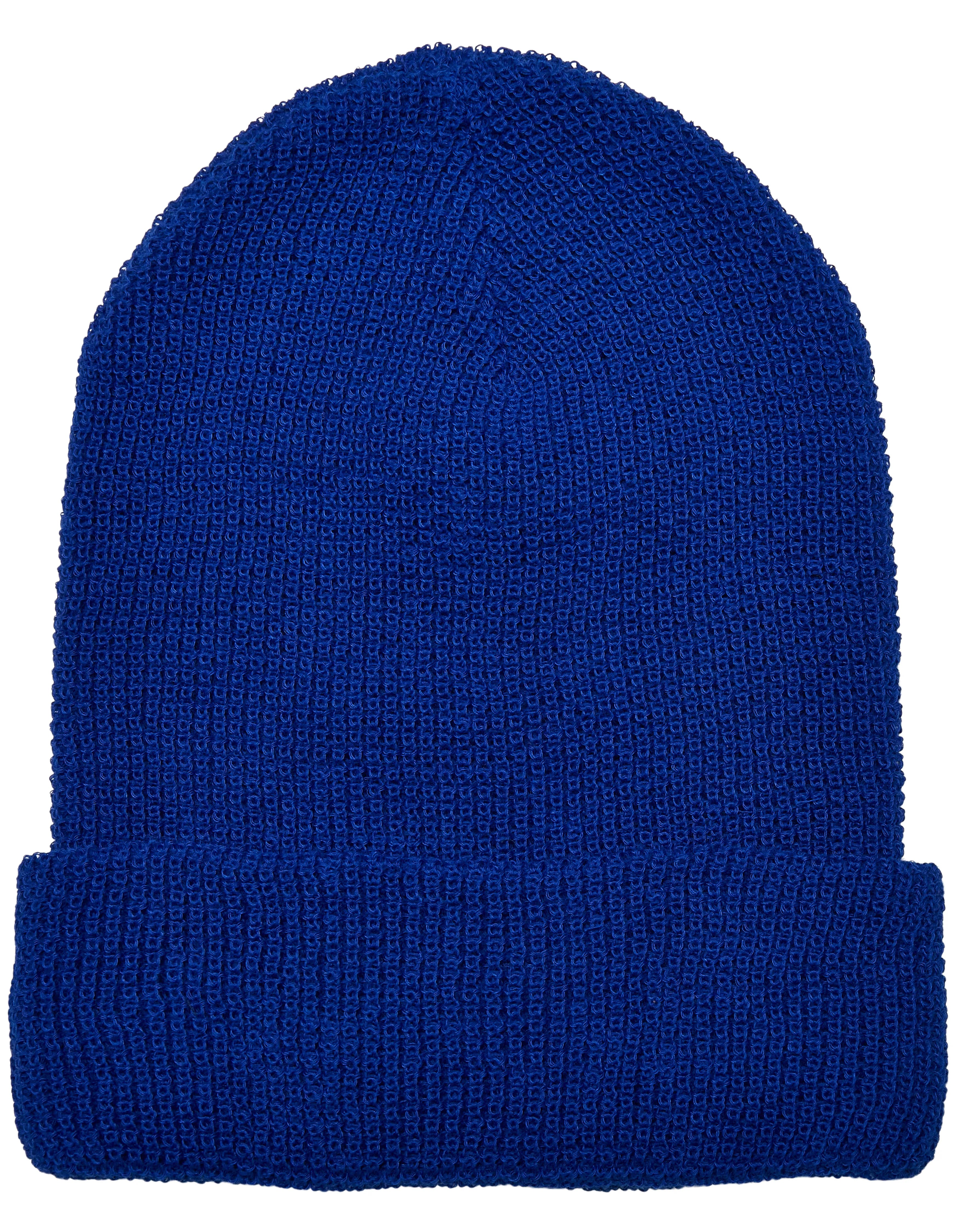 Recycled Yarn Waffle Knit Beanie - Royal