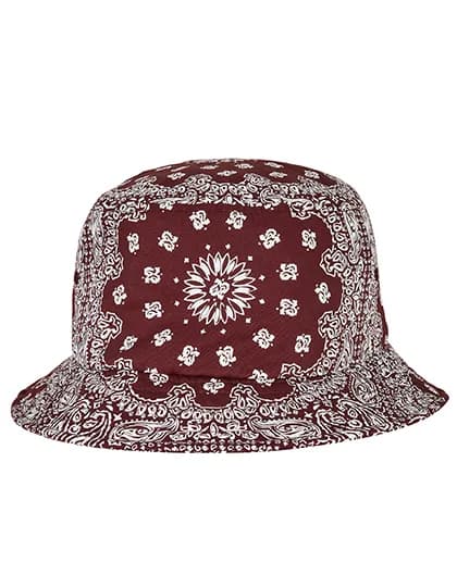 Bandana Print Bucket Hat - Cherry/White