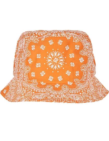 Bandana Print Bucket Hat - Orange/White