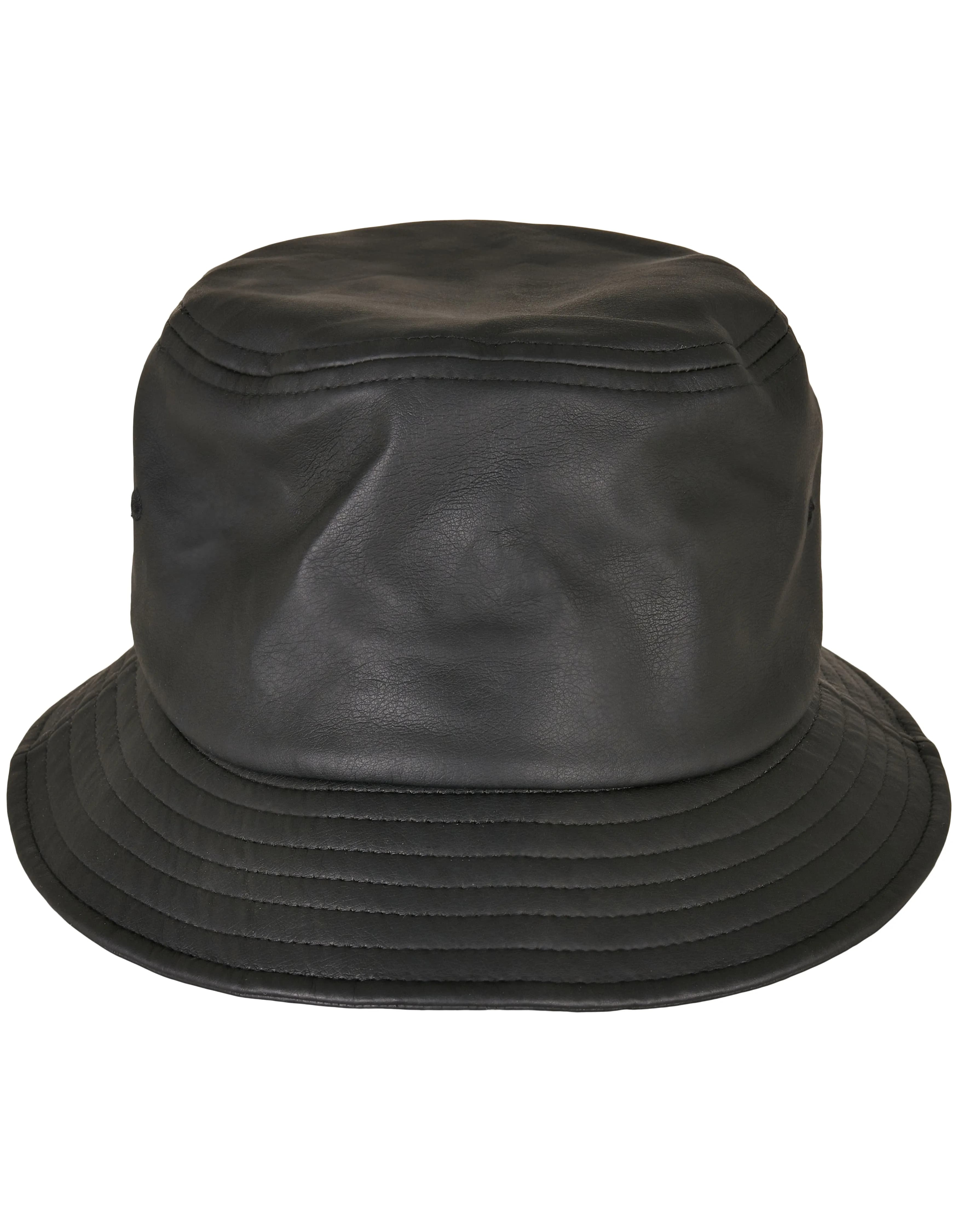 Imitation Leather Bucket Hat - Black