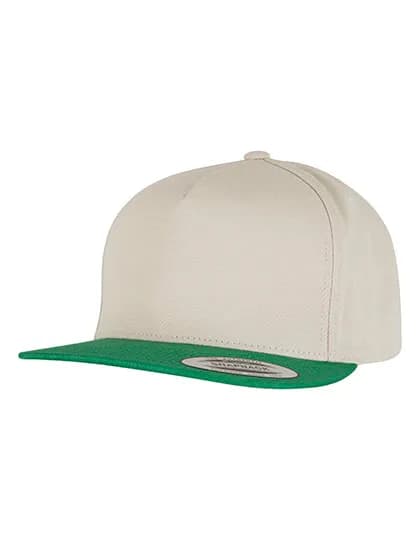 Classic 5 Panel Snapback - Beige/Green