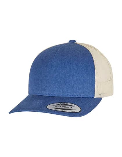 5-Panel Retro Trucker 2-Tone Cap - Blue/Beige