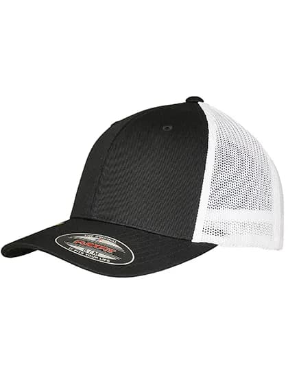 Flexfit Trucker Recycled Mesh Cap - Black/White