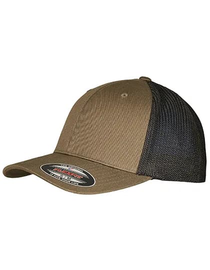 Flexfit Trucker Recycled Mesh Cap - Olive/Black